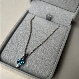 Sterling Silver Topaz necklace with diamond accent